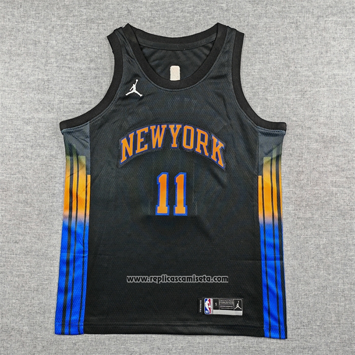 Camiseta Nino New York Knicks Jalen Brunson NO 11 Statement 2025-26 Negro
